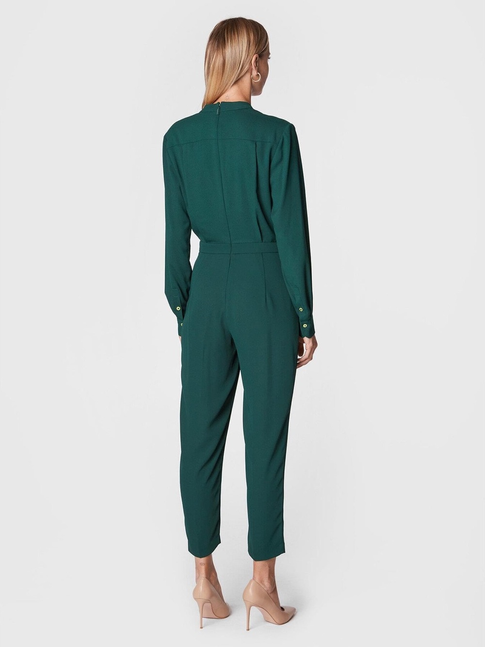 New Guess by Marciano Emerald Green Jumpsuit with Gold Accent Sz 2 - Picture 4 of 7